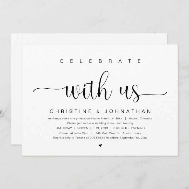 Celebrate with us, Wedding Elopement Party Invitation (Front/Back)