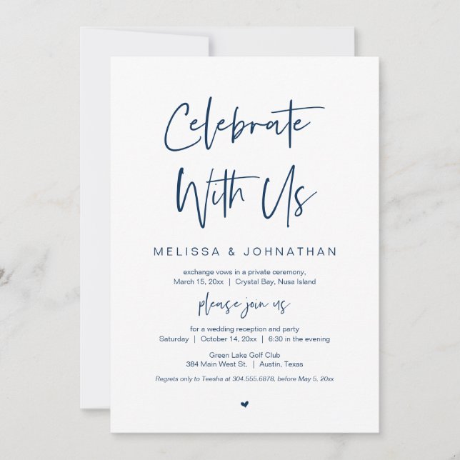 Celebrate with us, Wedding Elopement Party Invitation (Front)