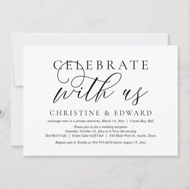 Celebrate with us, Wedding Elopement Party Invitation (Front)