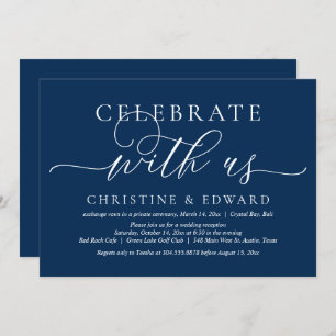 Celebrate with us, Wedding Elopement Party, Navy I Invitation