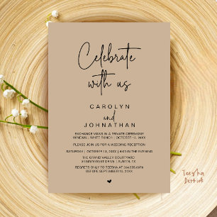 Celebrate with us, Wedding Elopement Tan Brown Invitation