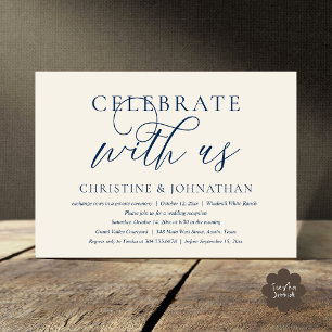 Celebrate with us Wedding Party Dinner Navy Blue Invitation