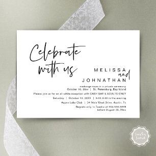 Celebrate with us, Wedding Reception Cash Bar Invitation