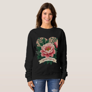 Celebrate World Vegan Day with Elegant Floral Art Sweatshirt