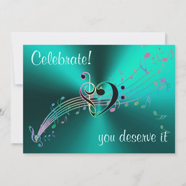 Celebrate! You Deserve It Music Themed Invitation (Front)