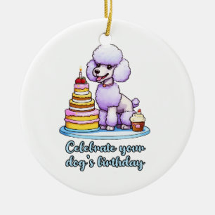 Celebrate your dog birthday ceramic ornament