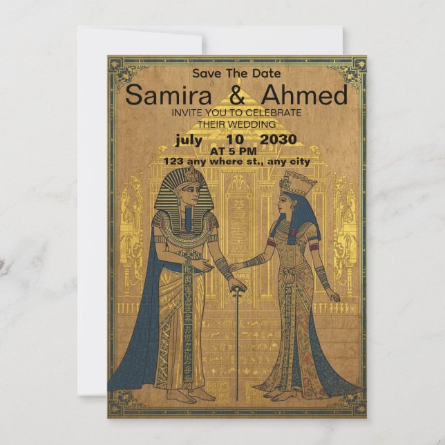Celebrate Your Love with an Egyptian Pharaoh Weddi Invitation (Front)