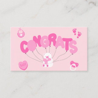 Celebrate Your New Baby Girl with a Pink Congratul Business Card