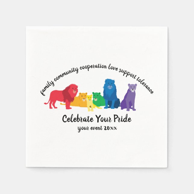 Celebrate Your Pride Rainbow Lion Pride Napkin (Front)