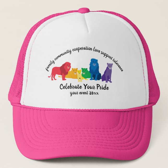 Celebrate Your Pride Rainbow Lion Pride Trucker Hat (Front)