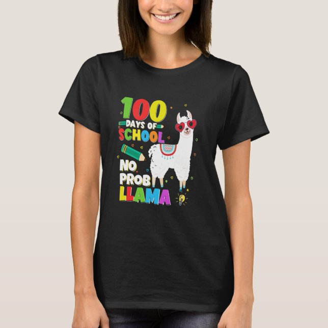 Celebrating 100 Days Of School NoProb Llama Kids T T-Shirt (Front)