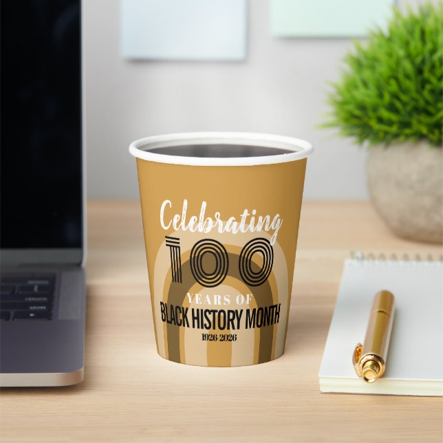 Celebrating 100 Years Of Black History Month Paper Cups (Insitu)