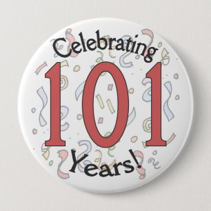 Celebrating 101 year confetti birthday huge button