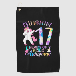 Celebrating 17 years of being awesome Unicorn 17th Golf Towel
