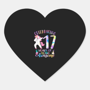 Celebrating 17 years of being awesome Unicorn 17th Heart Sticker