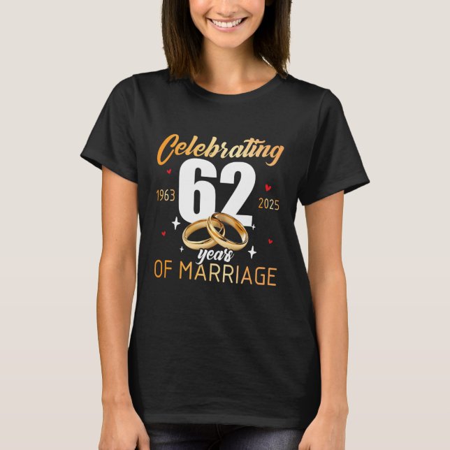 Celebrating 1963 62th 62 Years of Marriage Wedding T-Shirt (Front)