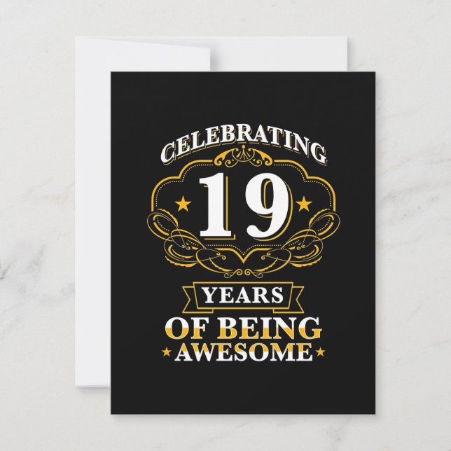 Celebrating 19 Years Of Being Awesome Thank You Card (Front)
