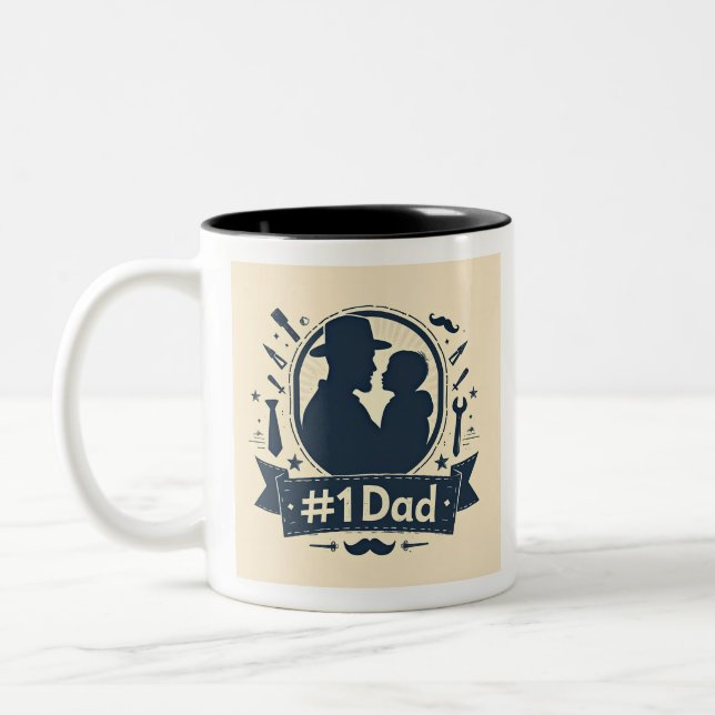 Celebrating #1 Dad Two-Tone Coffee Mug (Left)