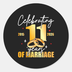 Celebrating 2015 11th 11 years of marriage classic round sticker