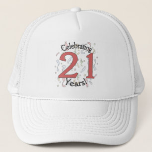 Celebrating 21 years birthday confetti hat