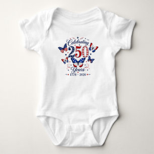 Celebrating 250 Years Patriotic Butterfly Themed Baby Bodysuit