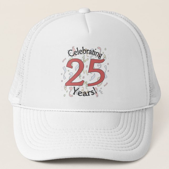 Celebrating 25 years birthday confetti hat (Front)
