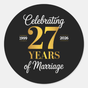 Celebrating 27 Years Of Marriage 27th Anniversary Classic Round Sticker