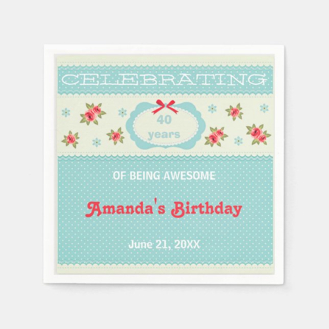 Celebrating 40 Years Of Being Awesome Paper Napkin (Front)