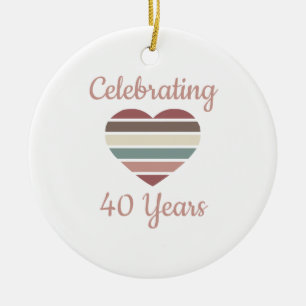 Celebrating 40th Wedding Anniversary Ceramic Ornament