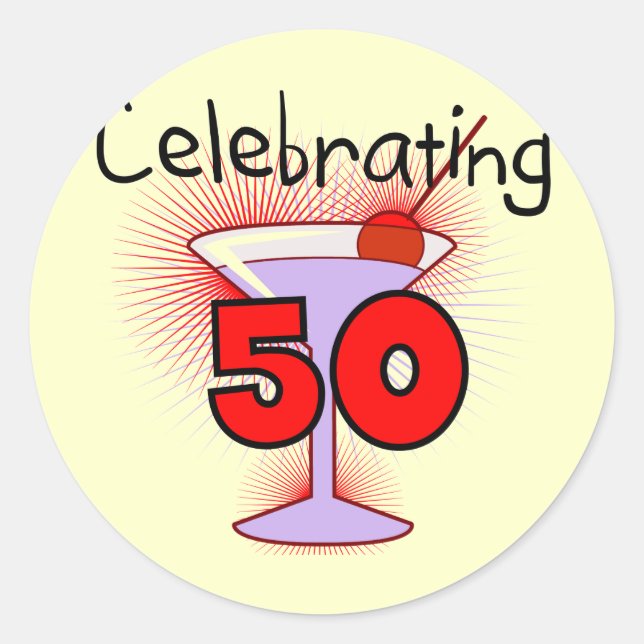 Celebrating 50 Tshirts and Gifts Classic Round Sticker (Front)