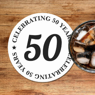 Celebrating 50 Years Fifty 50th Birthday Round Paper Coaster