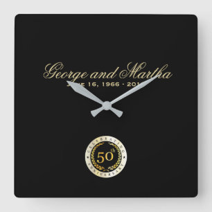 Celebrating 50th Anniversary. Customisable. Square Wall Clock