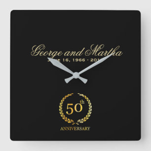 Celebrating 50th Anniversary. Customizable. Square Wall Clock