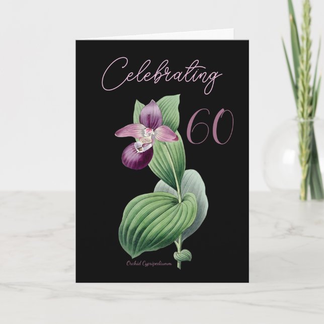 Celebrating 60 Orchid by Pierre Redoute Card (Front)