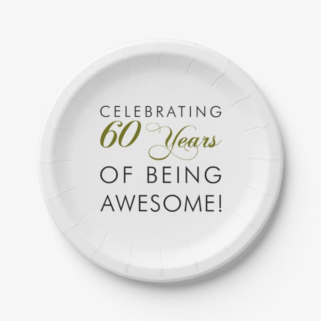 Celebrating 60 Years Of Being Awesome Paper Plate (Front)