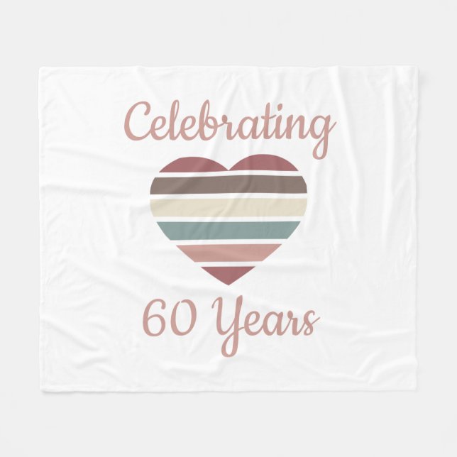 Celebrating 60th Wedding Anniversary Fleece Blanket (Front (Horizontal))