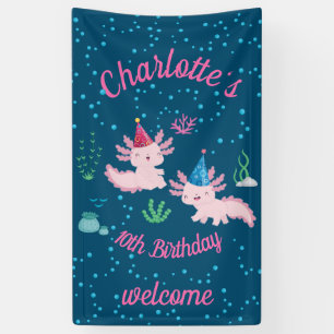 Celebrating a Cute and Happy Axolotl Birthday Banner