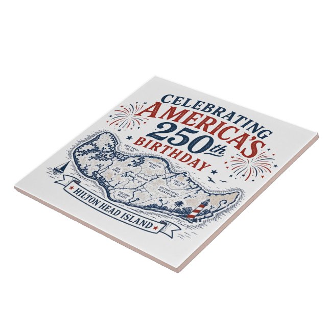 Celebrating America's 250th Birthday Hilton Head Ceramic Tile (Side)