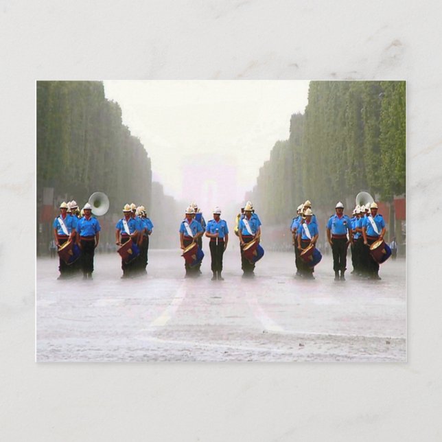 Celebrating Bastille Day, US Marines in Paris Postcard (Front)