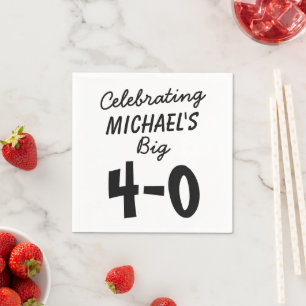 Celebrating Big 40th Birthday Black Typography Napkin