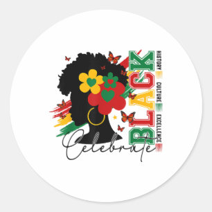 Celebrating Black History Culture Excellence Afro Classic Round Sticker