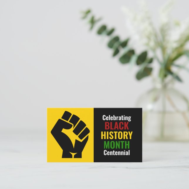 Celebrating Black History Month Centennial Business Card (Standing Front)