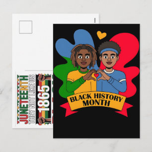 Celebrating black history month with two people  holiday postcard
