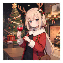 Celebrating Christmas with a glass of wine