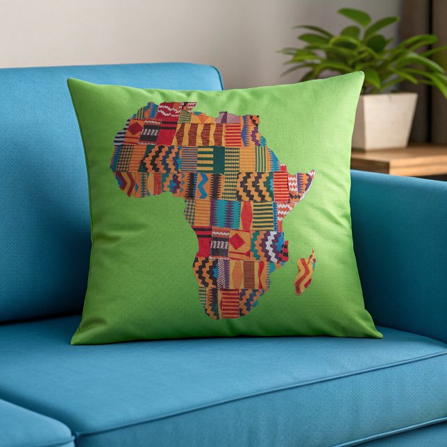 Celebrating Colourful Map of Africa Throw Pillow (Creator Uploaded)