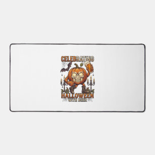 Celebrating Halloween Beer Skull Pumpkin Bat Candl Desk Mat