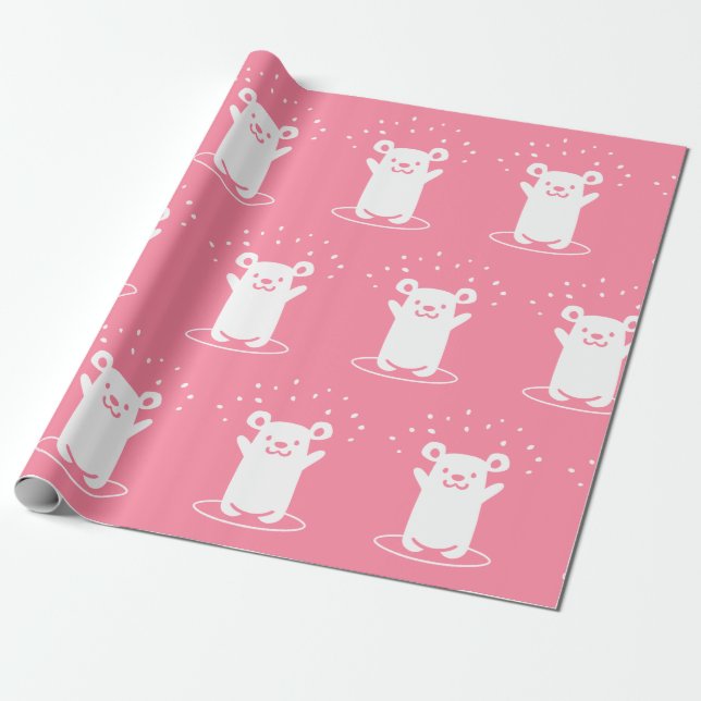 Celebrating Happy Bear Wrapping Paper (Unrolled)