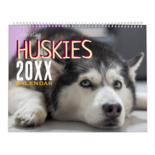 Celebrating Huskies Dog Wall Calendar 2026