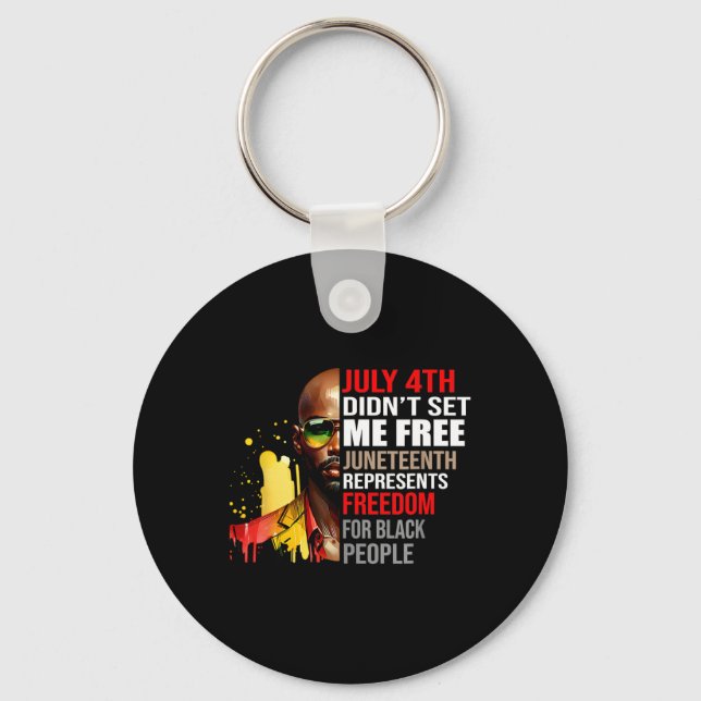 Celebrating Juneteenth 1865 Independence Day Black Key Ring (Front)