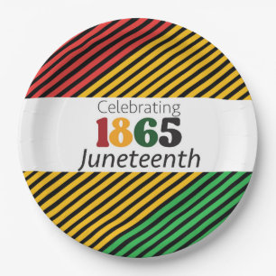 Celebrating Juneteenth Since 1865 Flag Pattern  Paper Plate